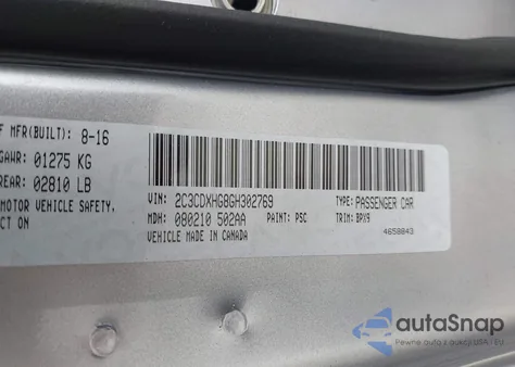 2016 Dodge Charger Sxt from USA, damaged, VIN 2C3CDXHG8GH302769